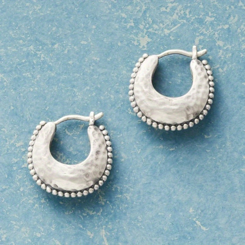 Silver Carved Hoop Earrings