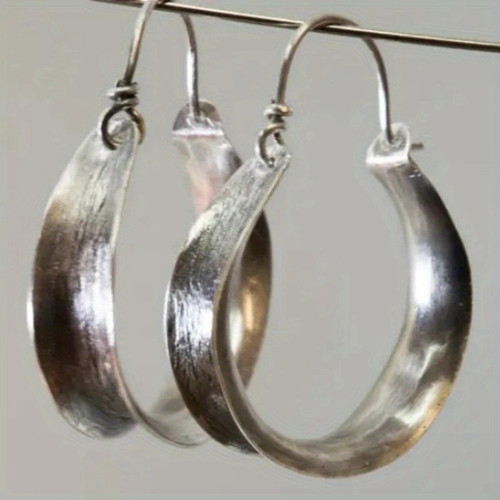 Vintage Classic Silver Glossy Hoop Earrings