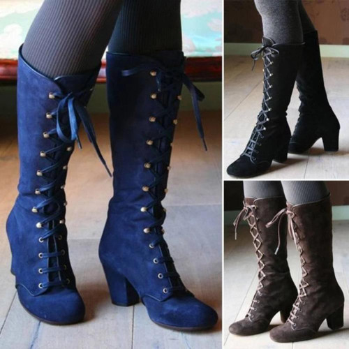 Vintage Black Lace Up Boots