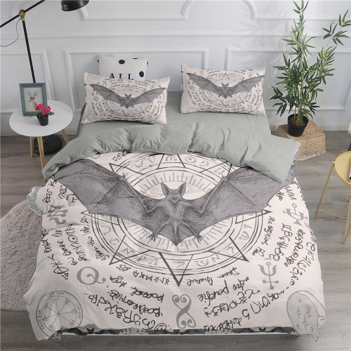 Flying Vampire Printed Witchcraft Magic Polyester Comforter Cover Set