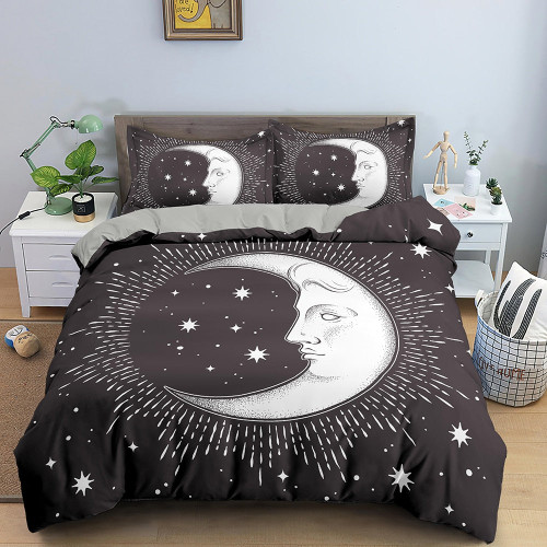 Divination Moon Sun Constellation Pattern Polyester Bedding Set - 135x200cm 2pcs