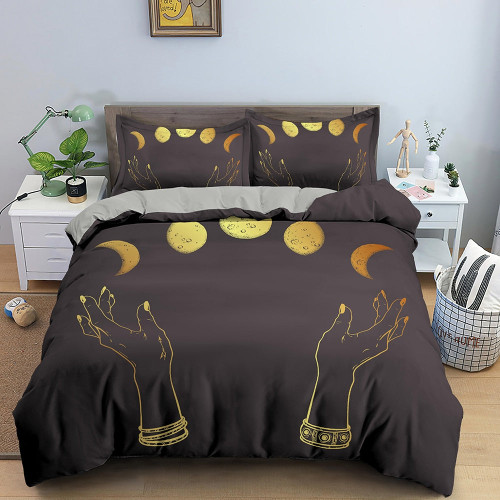 Divination Moon Sun Constellation Pattern Polyester Bedding Set - 200x200cm 3pcs