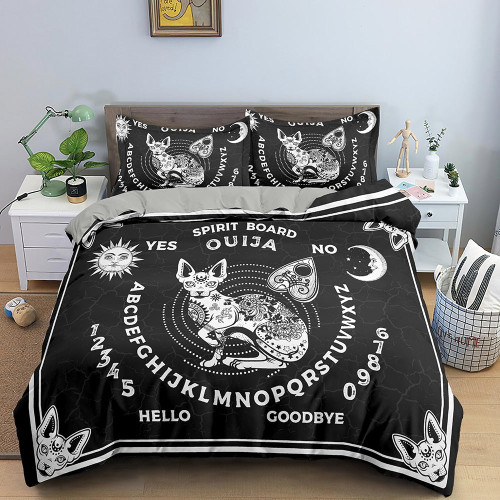 Divination Moon Sun Constellation Pattern Polyester Bedding Set - 180x210cm 3pcs