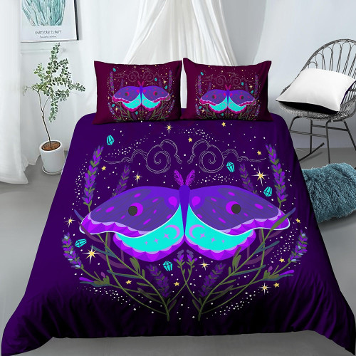 Moth Butterfly Moon Divination Style Duvet Cover Set - 264x228cm 3pcs