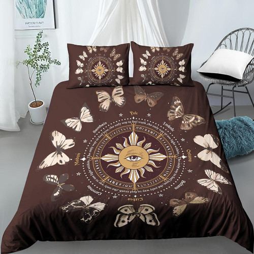 Moth Butterfly Moon Divination Style Duvet Cover Set - 210x210cm 3pcs