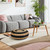 ROUND WATER HYACINTH STRIPED OTTOMAN