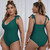 Women Floral Large One Piece Plus size Beachwear - Blue