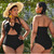 Women Floral Large One Piece Plus size Beachwear - Tie Dye Green