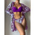 Women Printed High Waist Sexy Bikini And Cover Set - Large