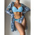 Women Printed High Waist Sexy Bikini And Cover Set - Large