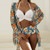 Women Printed High Waist Sexy Bikini And Cover Set - Large