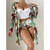 Women Printed High Waist Sexy Bikini And Cover Set - Large