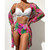 Women Printed High Waist Sexy Bikini And Cover Set - Large