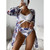 Women Printed High Waist Sexy Bikini And Cover Set - Large