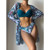 Women Printed High Waist Sexy Bikini And Cover Set - Large