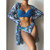 Women Printed High Waist Sexy Bikini And Cover Set - Large