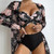 Women Printed High Waist Sexy Bikini And Cover Set - Large