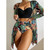 Women Printed High Waist Sexy Bikini And Cover Set - Large