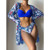 Women Printed High Waist Sexy Bikini And Cover Set - Large
