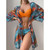 Women Printed High Waist Sexy Bikini And Cover Set - Large