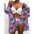 Women Printed High Waist Sexy Bikini And Cover Set - XL