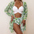 Women Printed High Waist Sexy Bikini And Cover Set - XL