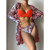 Women Printed High Waist Sexy Bikini And Cover Set - XL