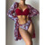 Women Printed High Waist Sexy Bikini And Cover Set - XL