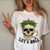 Women Leopard Skull Graphic  Cow Bull  T-shirt For Women - Size Large