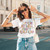 90s Smile Letter Short Sleeve Female Cartoon T-Shirt - size medium