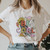 90s Smile Letter Short Sleeve Female Cartoon T-Shirt - Size XL