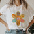 90s Smile Letter Short Sleeve Female Cartoon T-Shirt - Size XL