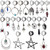 2PC Water Drop Cross Flower Skull Dangle Stainless Earrings (16mm-25mm)