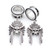 2PC Water Drop Cross Flower Skull Dangle Stainless Earrings (16mm-25mm)
