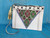 Womens Boho Envelope clutch , Beaded Aztec patch, Off White Genuine Leather.