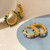 Retro Green Stone Brass Metal Hoop Earrings