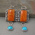 Vintage Square Metal Craftsman Carved Pattern Earrings
