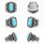 Turquoise Rock Punk Stainless Steel Gemstone Ring