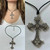 Large Detailed Rhinestone Cross Spiral Necklace