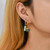 Golden Color Stainless Steel Stone Beads Hoop Earrings