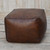 SQUARE LEATHER OTTOMAN DARK BROWN