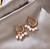 Pearl Cherry Cat Rhinestone Moon Dangle Earrings