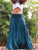 Teal A-line High Waist Maxi Skirt