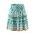 Green Floral Drawstring Mini Skirts Set