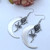 Gothic Occult Moon Rose Flower Earrings