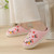 Girl's Winter Plush Slippers – Floral Embroidered Home Shoes