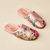 Satin Embroidery Slippers – Soft Plush Warm Indoor Slides