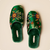 Satin Embroidery Slippers – Soft Plush Warm Indoor Slides
