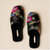 Satin Embroidery Slippers – Soft Plush Warm Indoor Slides