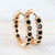 Luxury Black Round Hoop Earrings – Gold Zircon Charm